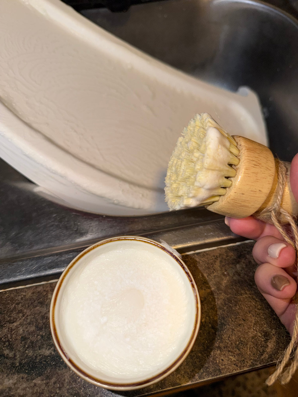 Solid Dish Soap + Bamboo Brush